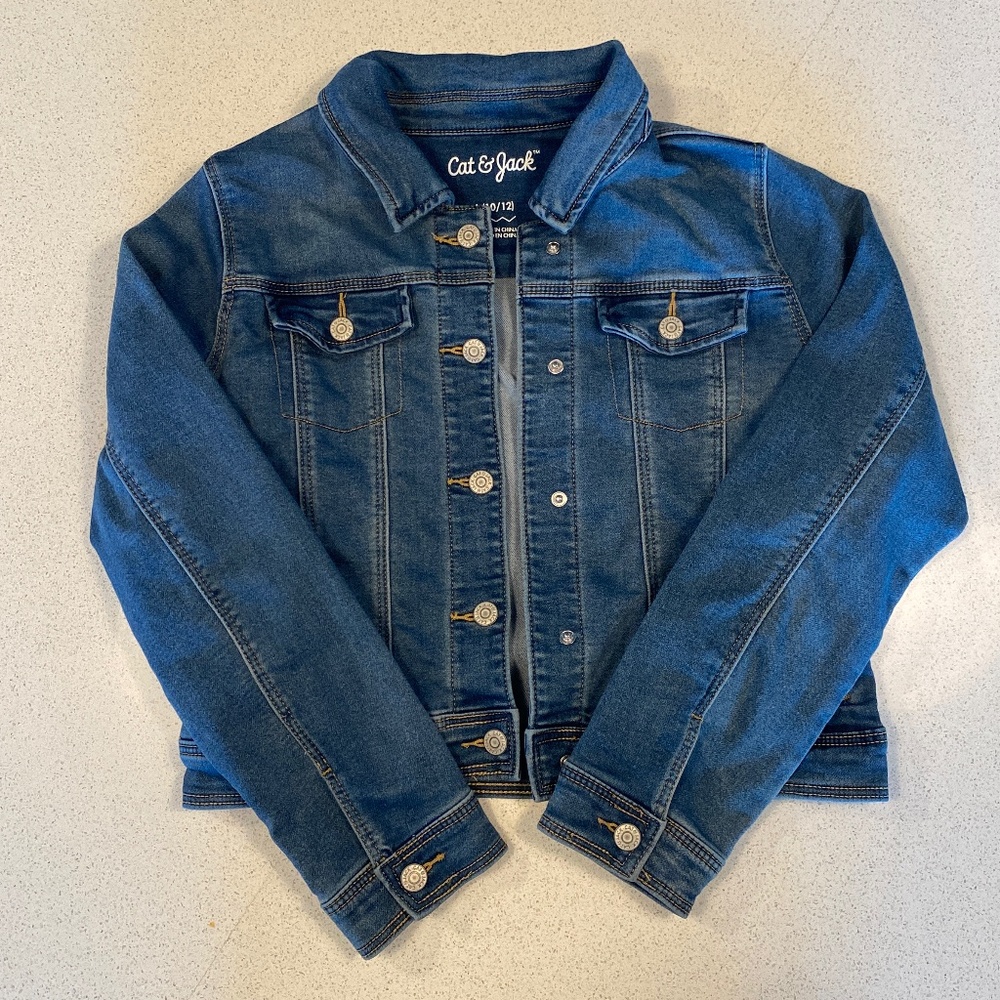 Cat & Jack Denim Jacket Girls Size Large 10/12